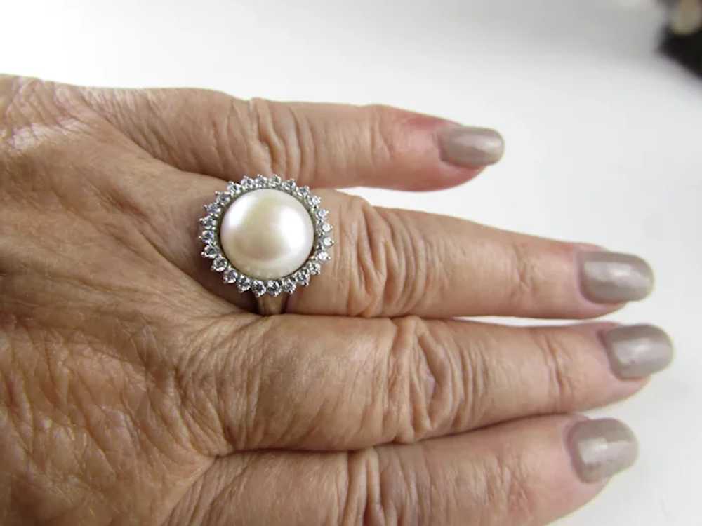 Sterling Silver Freshwater Pearl Ring with a CZ H… - image 11