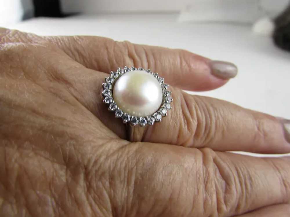 Sterling Silver Freshwater Pearl Ring with a CZ H… - image 2