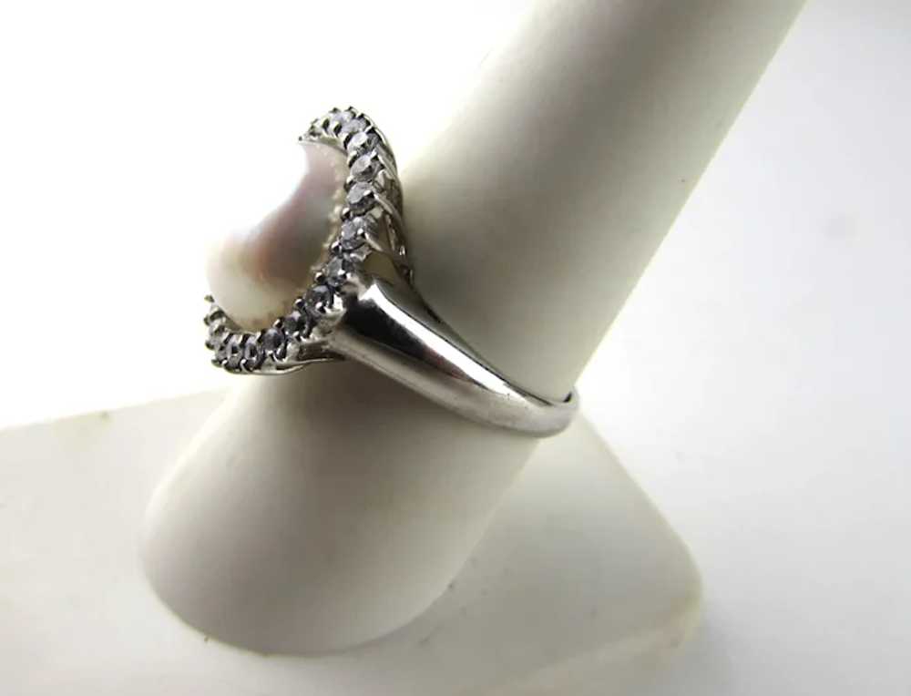 Sterling Silver Freshwater Pearl Ring with a CZ H… - image 4