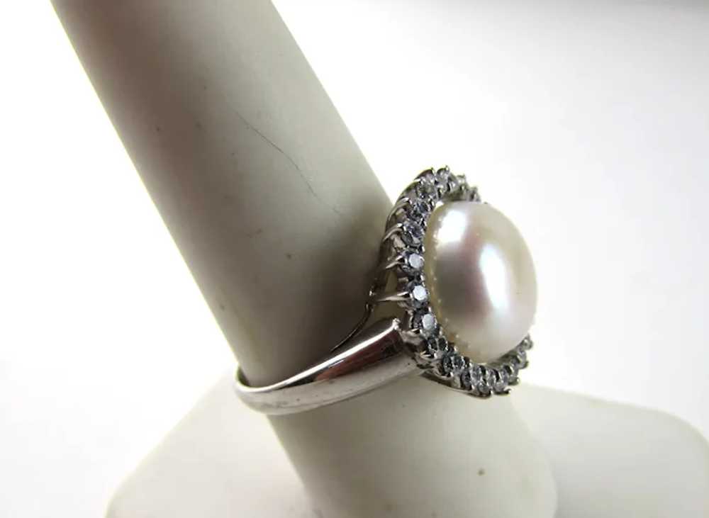 Sterling Silver Freshwater Pearl Ring with a CZ H… - image 5