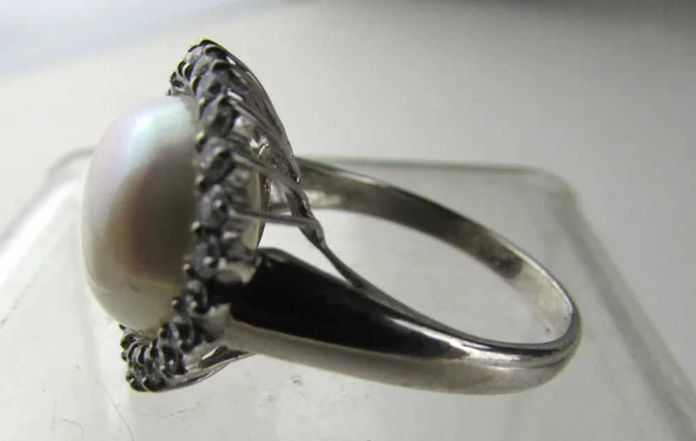 Sterling Silver Freshwater Pearl Ring with a CZ H… - image 6