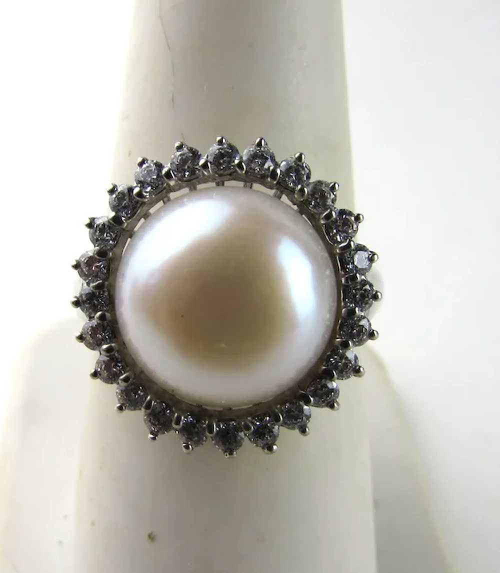 Sterling Silver Freshwater Pearl Ring with a CZ H… - image 7