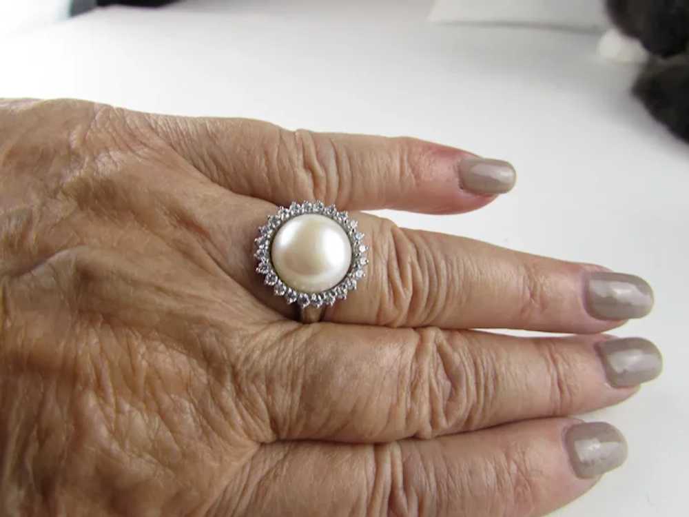 Sterling Silver Freshwater Pearl Ring with a CZ H… - image 9