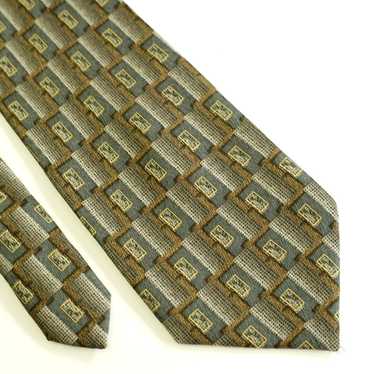 Designer Louis Roth Green Brown Metallic Print Wi… - image 1