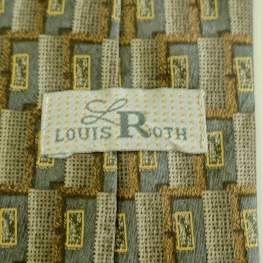 Designer Louis Roth Green Brown Metallic Print Wi… - image 3