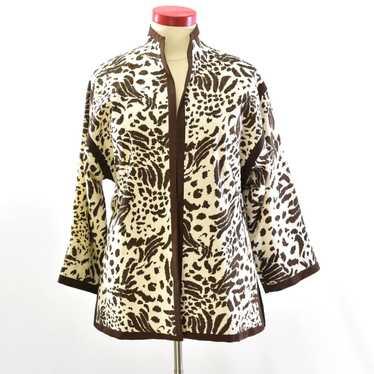 Vintage Brown and Ivory Leopard Print Luxe Open F… - image 1