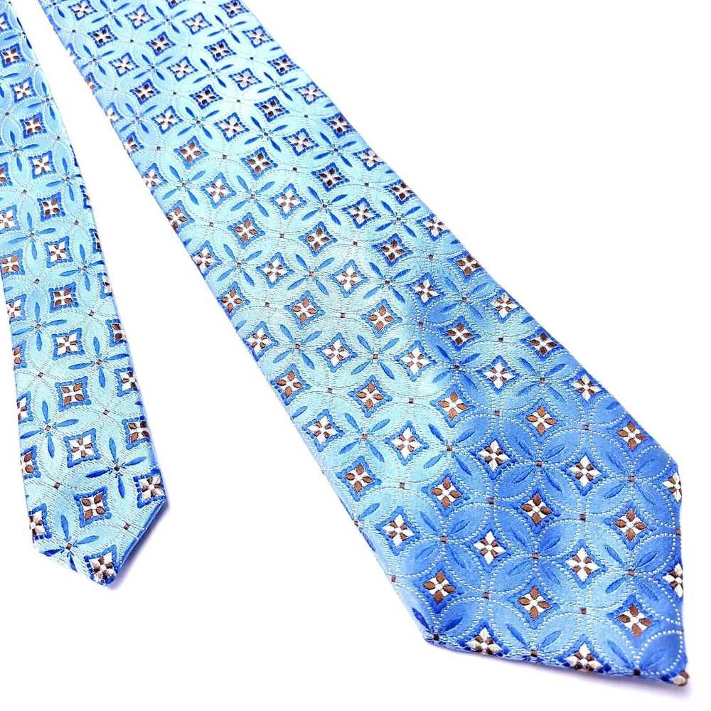 Tasso Elba Tasso Ella Blue Silk Tie Woven Geometr… - image 1