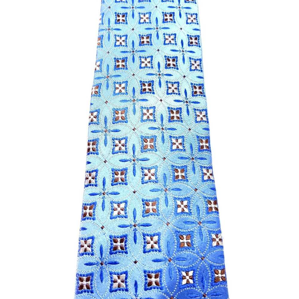 Tasso Elba Tasso Ella Blue Silk Tie Woven Geometr… - image 2