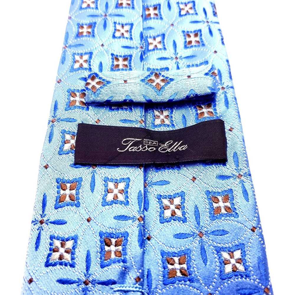 Tasso Elba Tasso Ella Blue Silk Tie Woven Geometr… - image 4