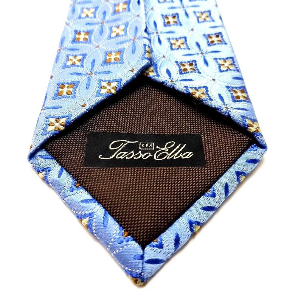 Tasso Elba Tasso Ella Blue Silk Tie Woven Geometr… - image 5