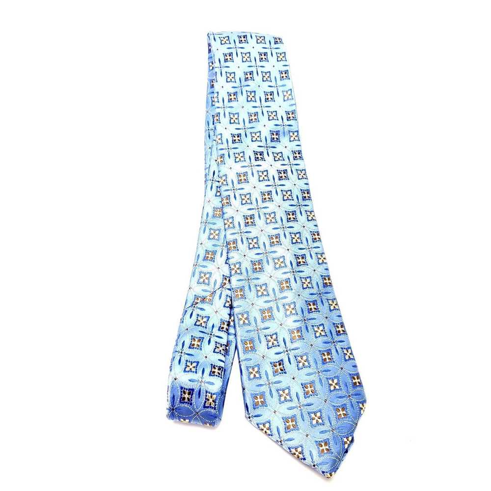 Tasso Elba Tasso Ella Blue Silk Tie Woven Geometr… - image 7