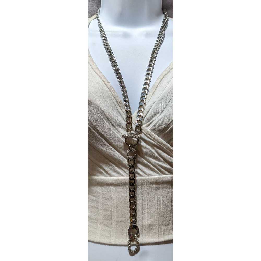 Other Silver Glam Chunky Chain Rhinestone Lariat … - image 6