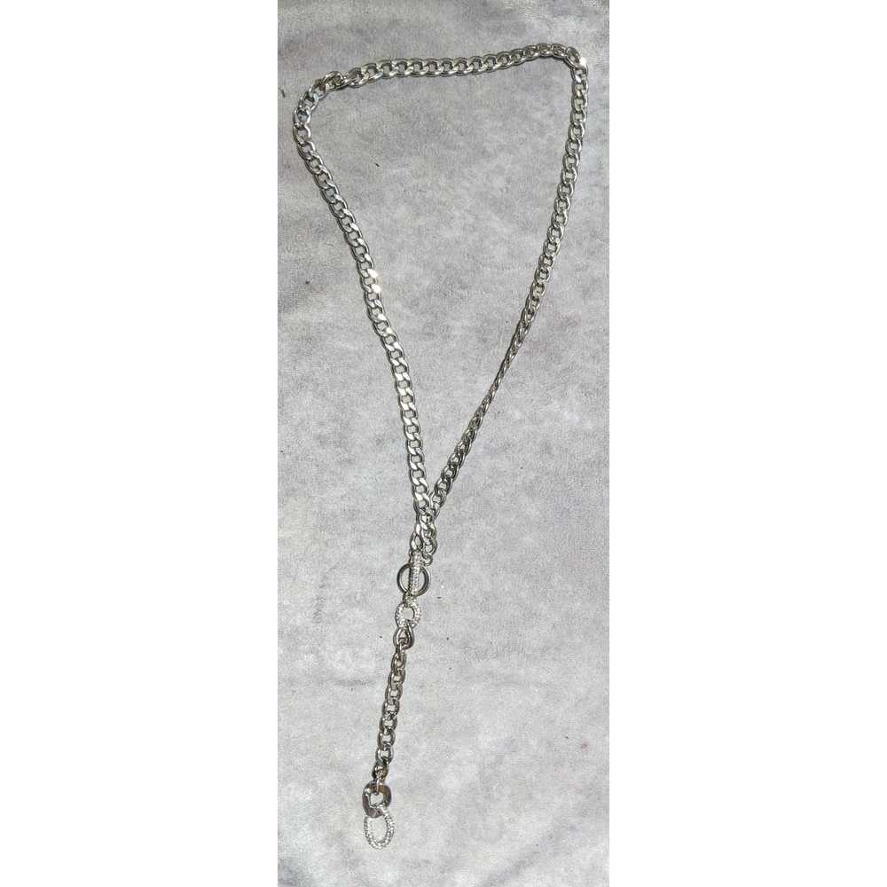 Other Silver Glam Chunky Chain Rhinestone Lariat … - image 9