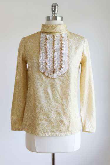 Vintage 1960s Blouse - GOLD RUSH Metallic Lurex B… - image 1