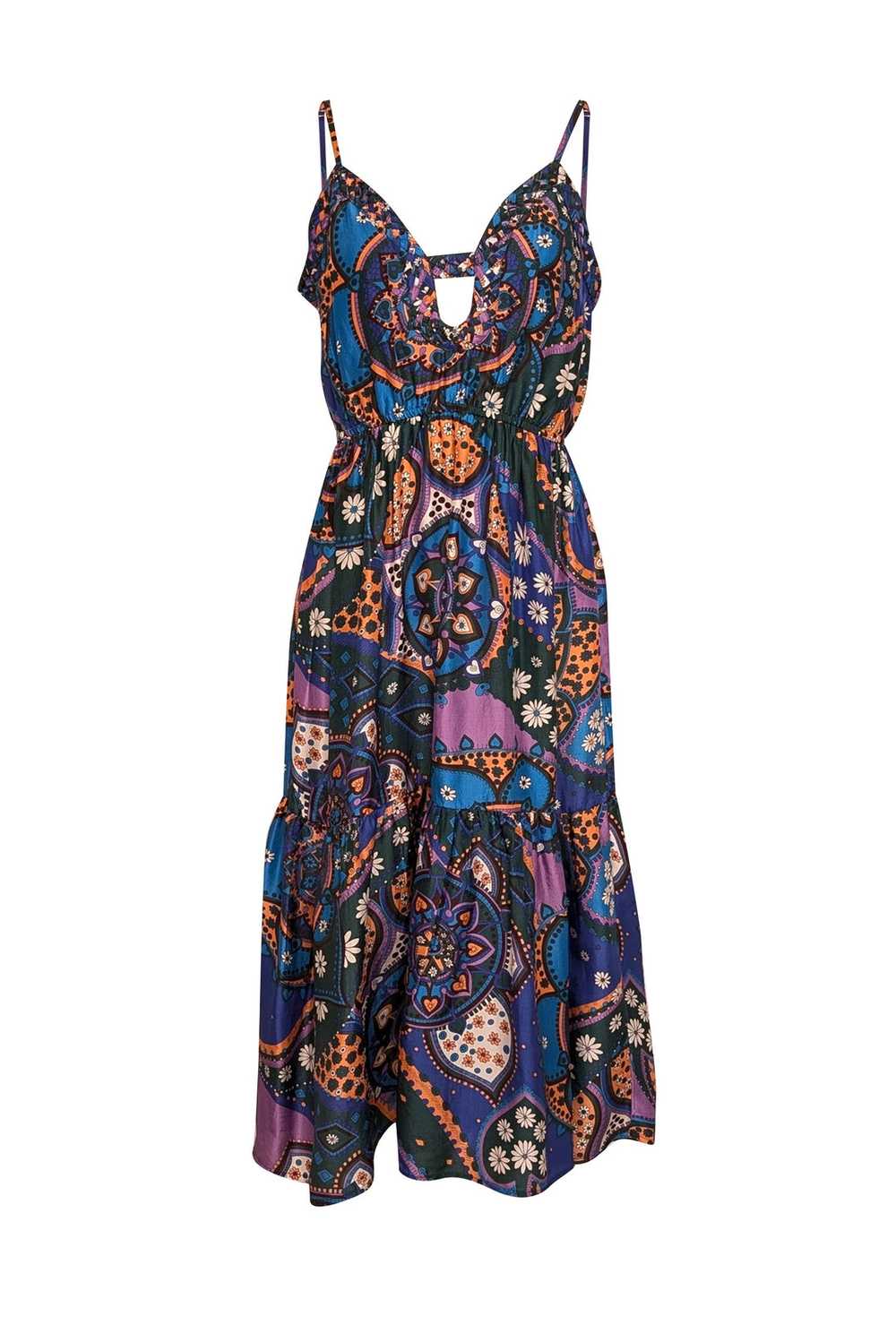 Sea NY - Blue, Purple, & Orange Paisley Print Sat… - image 1