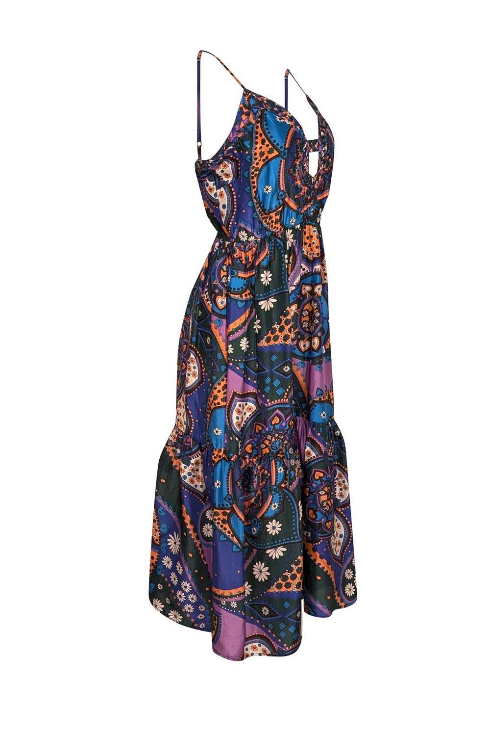 Sea NY - Blue, Purple, & Orange Paisley Print Sat… - image 2