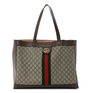 GUCCI GG Supreme Monogram Web Ophidia Tote Brown - image 1