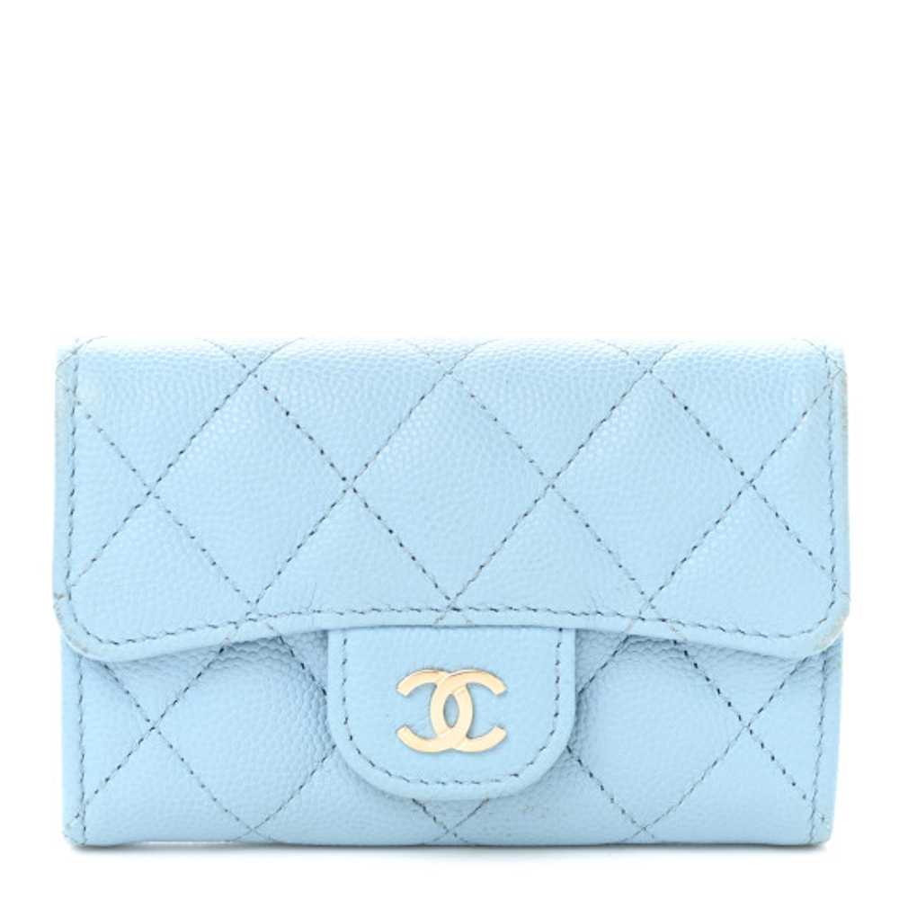 CHANEL Caviar Quilted Flap Card Holder Wallet Lig… - image 1