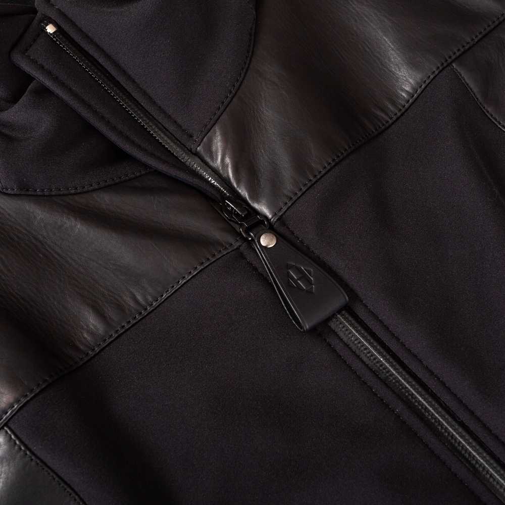 Black Leather-Trim Waterproof Paneled Ski Jacket - image 10