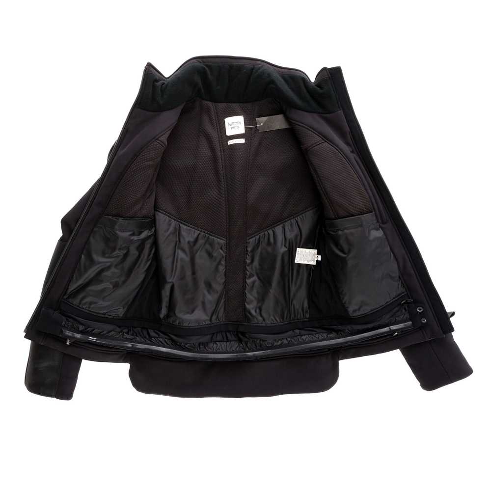 Black Leather-Trim Waterproof Paneled Ski Jacket - image 12