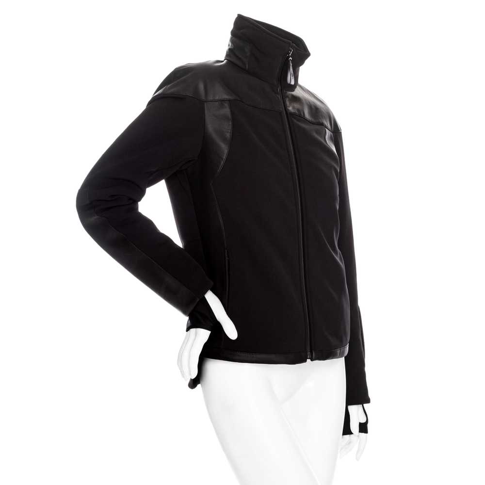 Black Leather-Trim Waterproof Paneled Ski Jacket - image 4