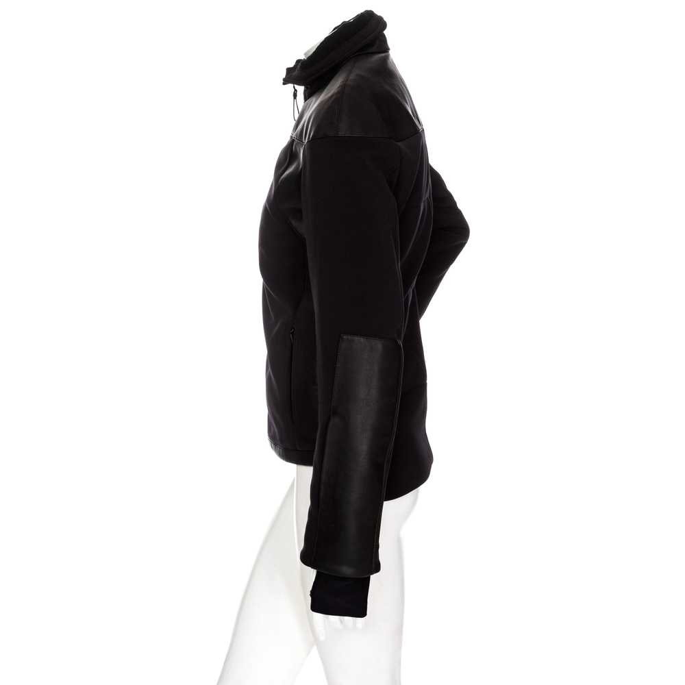 Black Leather-Trim Waterproof Paneled Ski Jacket - image 5