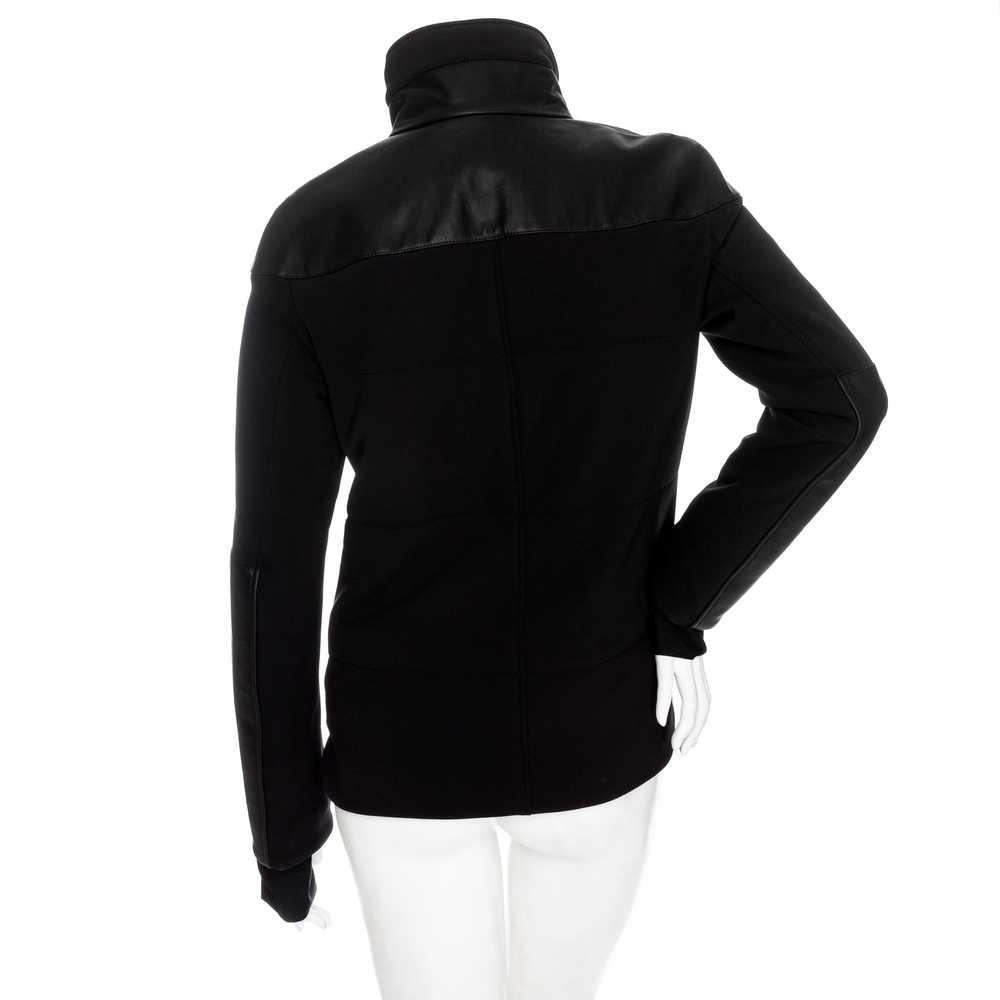 Black Leather-Trim Waterproof Paneled Ski Jacket - image 6