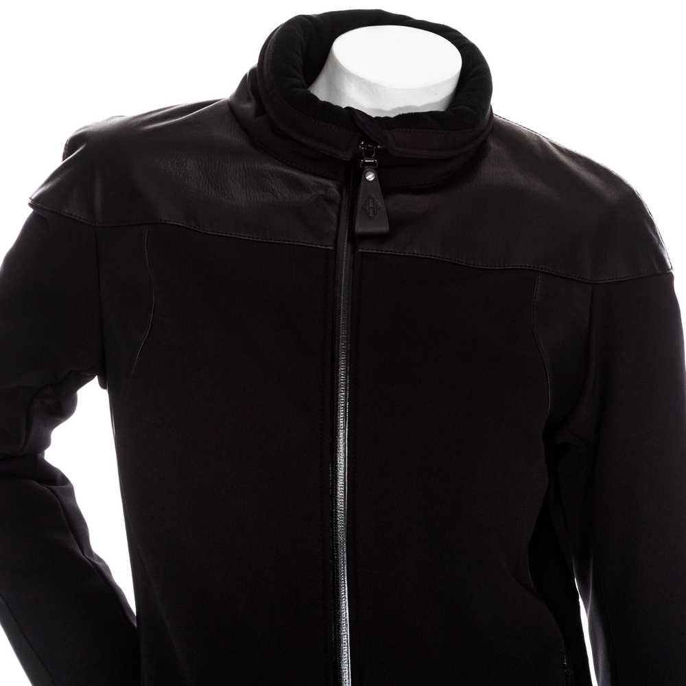 Black Leather-Trim Waterproof Paneled Ski Jacket - image 7