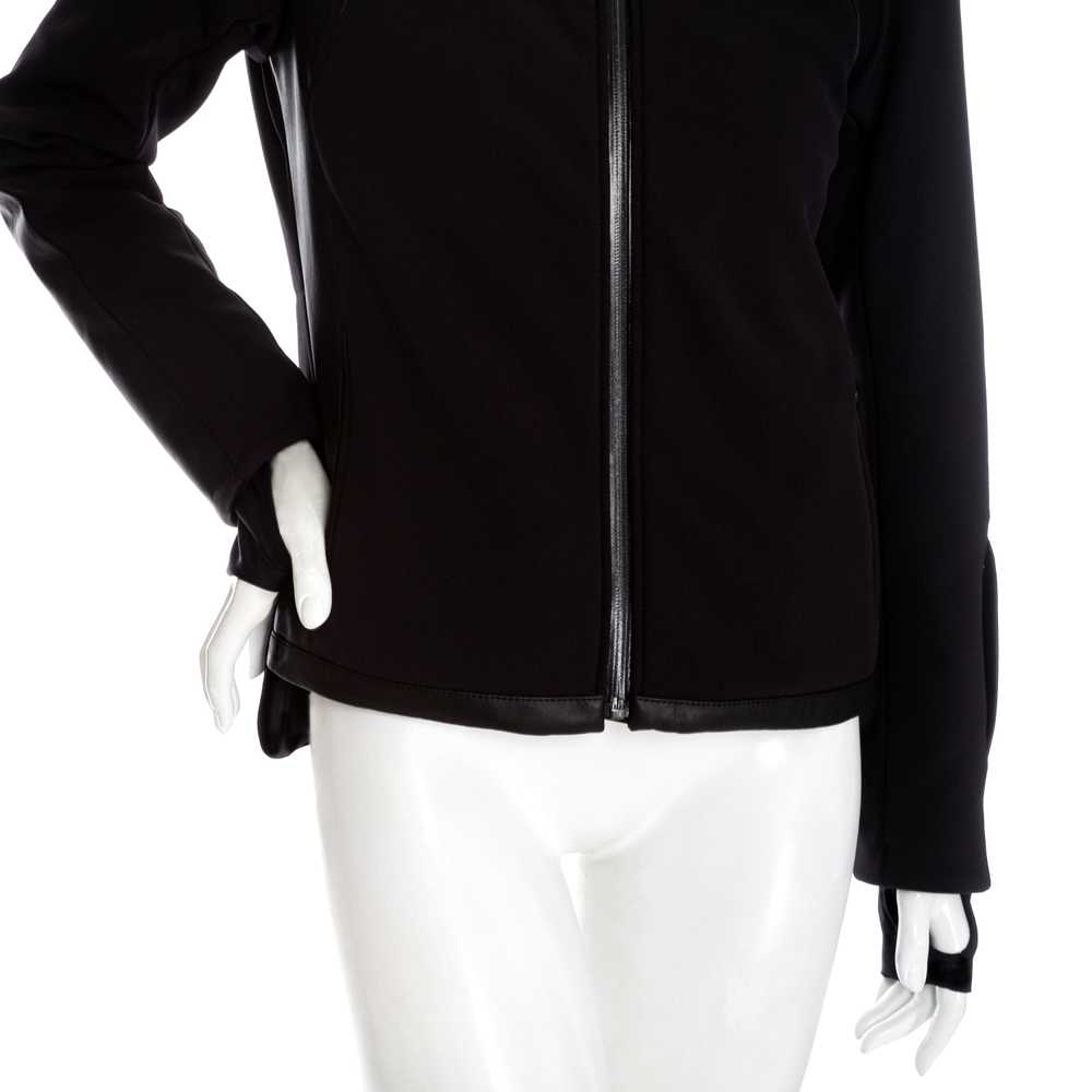 Black Leather-Trim Waterproof Paneled Ski Jacket - image 8