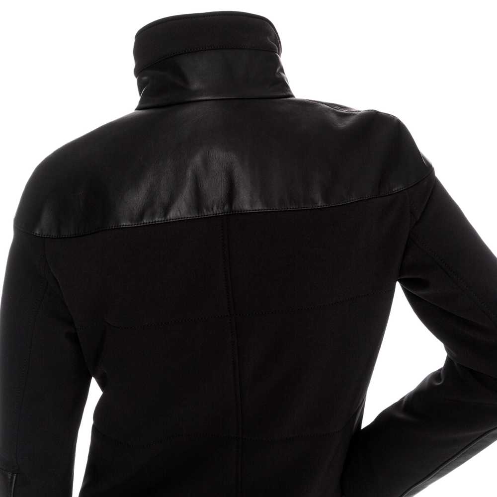 Black Leather-Trim Waterproof Paneled Ski Jacket - image 9