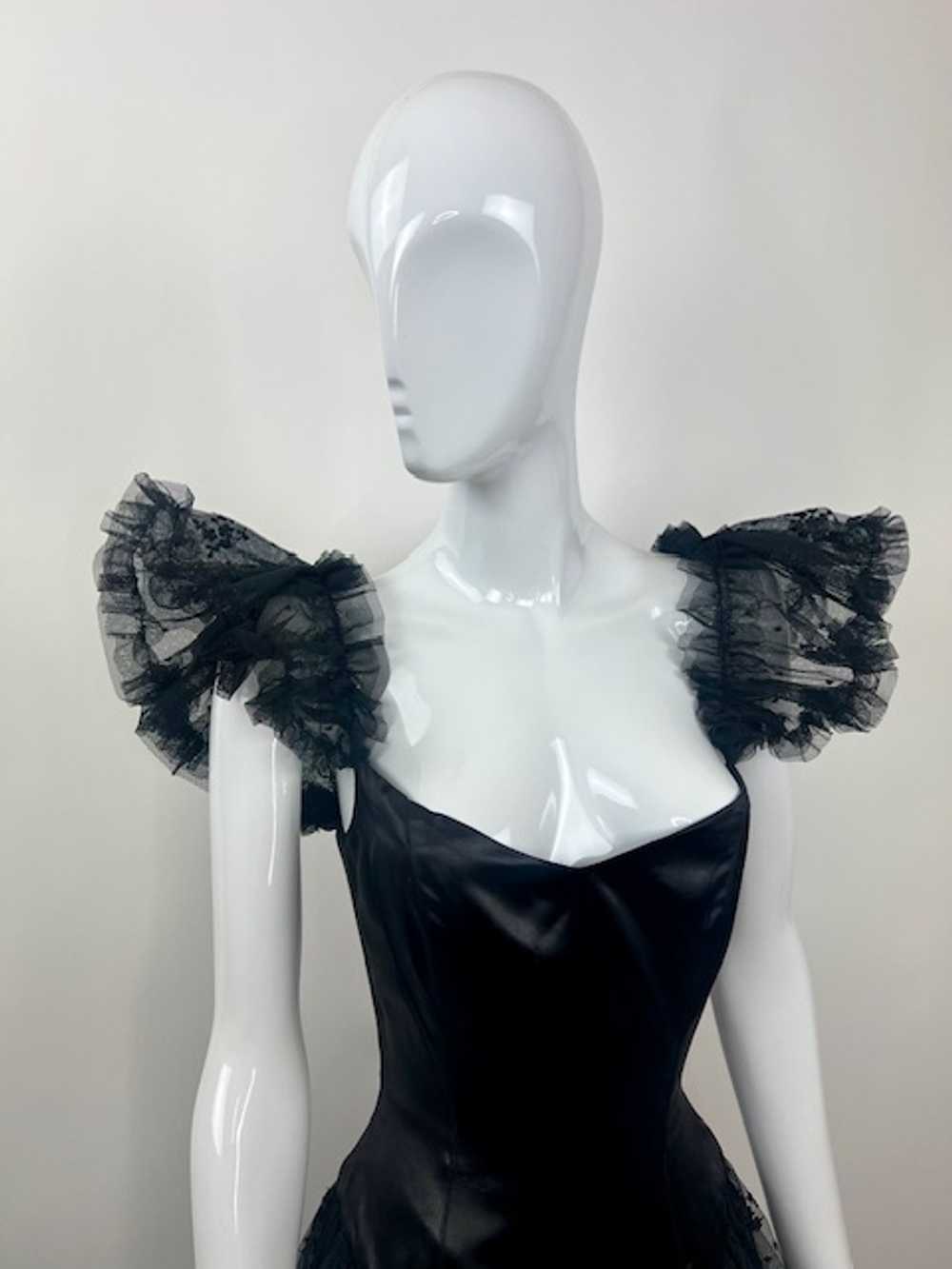 David Fielden 80s Wet Look & Frilled Net Dress - image 10