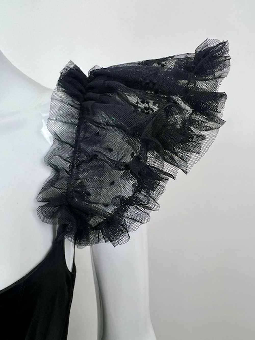 David Fielden 80s Wet Look & Frilled Net Dress - image 11