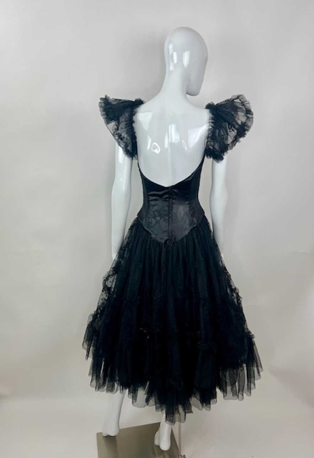 David Fielden 80s Wet Look & Frilled Net Dress - image 2