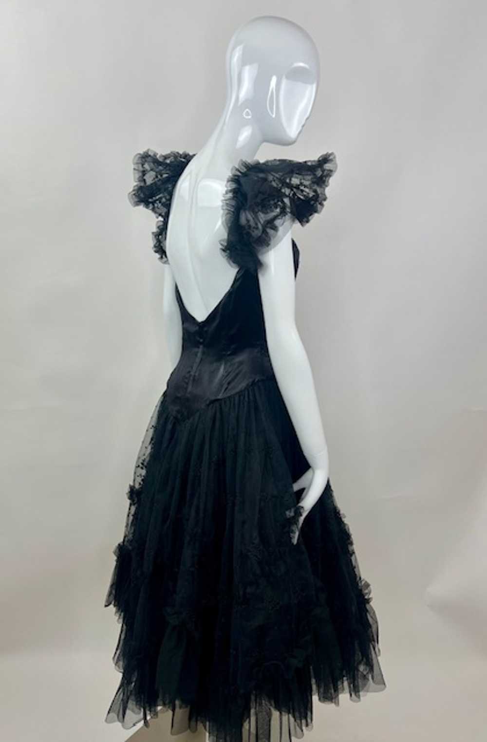 David Fielden 80s Wet Look & Frilled Net Dress - image 5