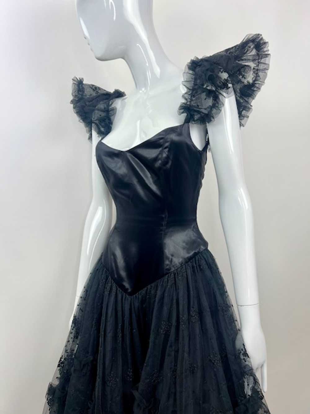 David Fielden 80s Wet Look & Frilled Net Dress - image 7