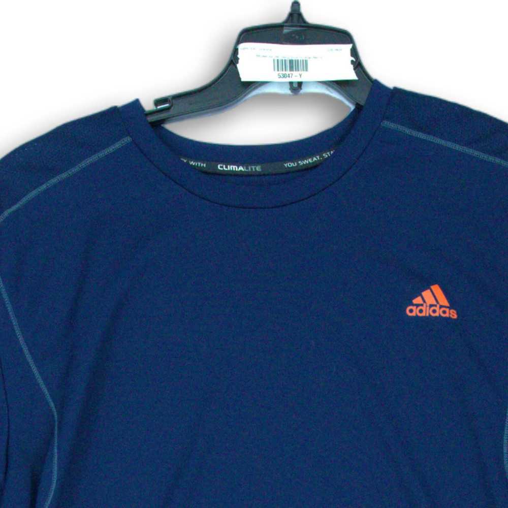 Men's Adidas Navy Blue Orange Pullover T-Shirt Si… - image 3