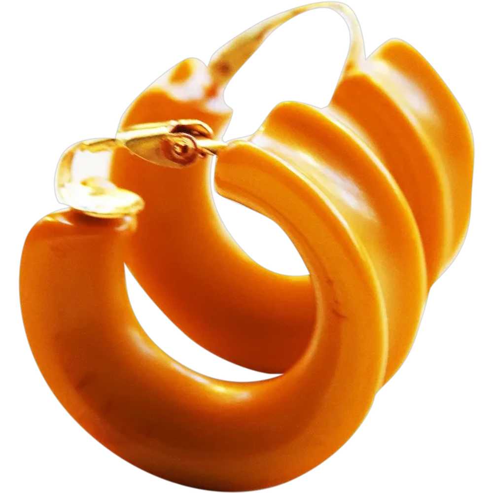 UNIQUELY DESIGNED Sunny Butterscotch Bakelite HOO… - image 1