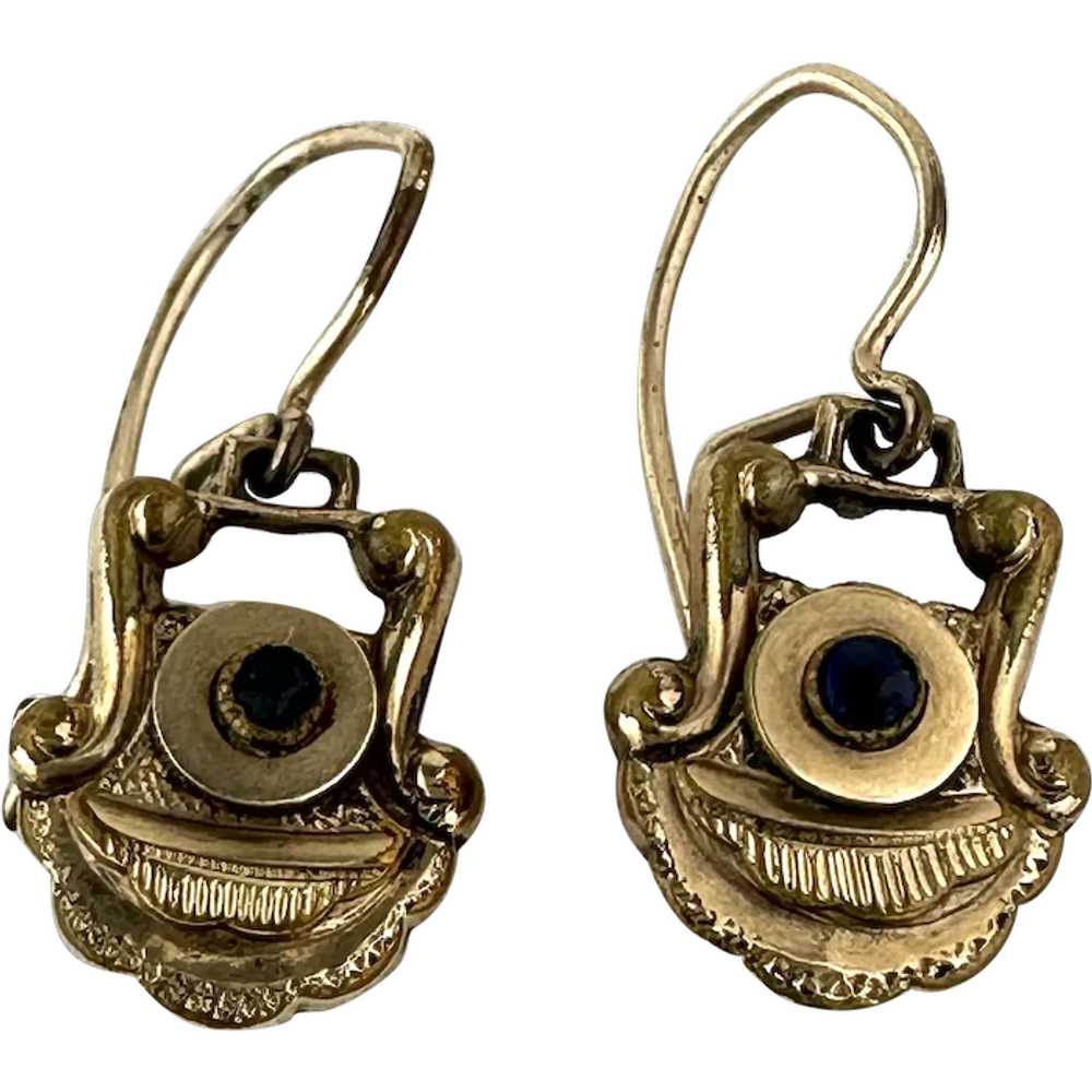 Antique Etruscan Revival Gold Filled Earrings - image 1