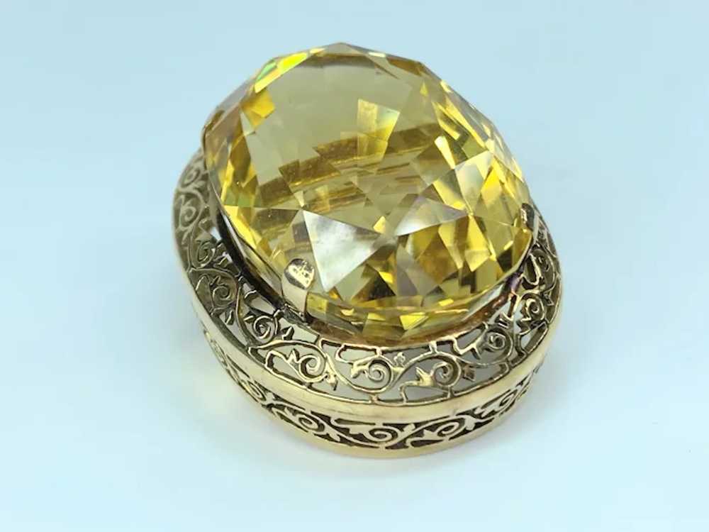 Art Deco 39.4ct Lemon Citrine oval faceted filigr… - image 2