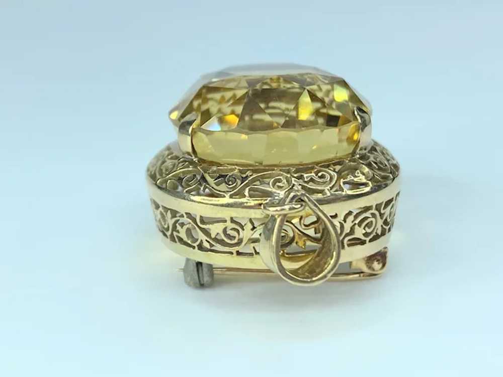 Art Deco 39.4ct Lemon Citrine oval faceted filigr… - image 4