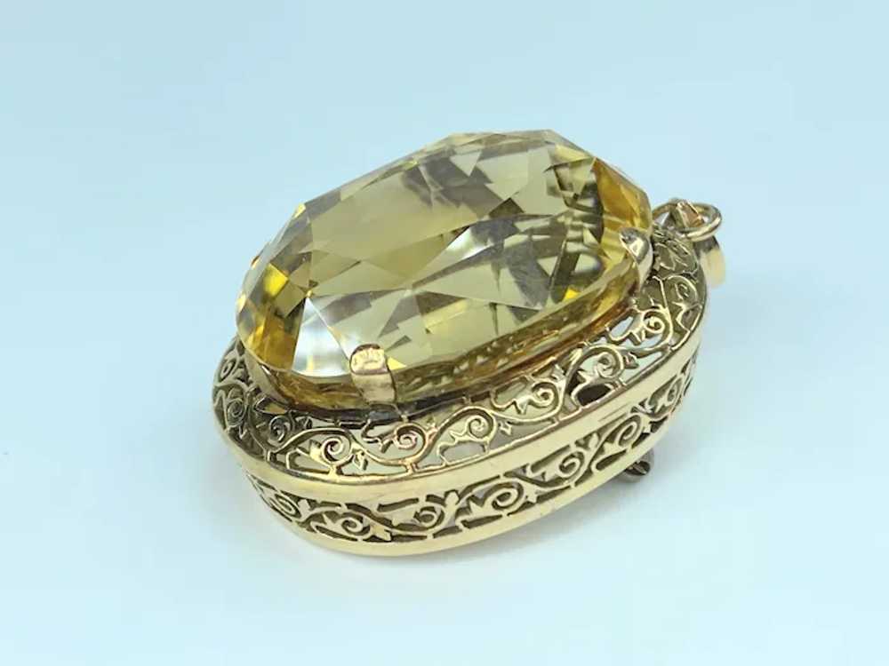 Art Deco 39.4ct Lemon Citrine oval faceted filigr… - image 5