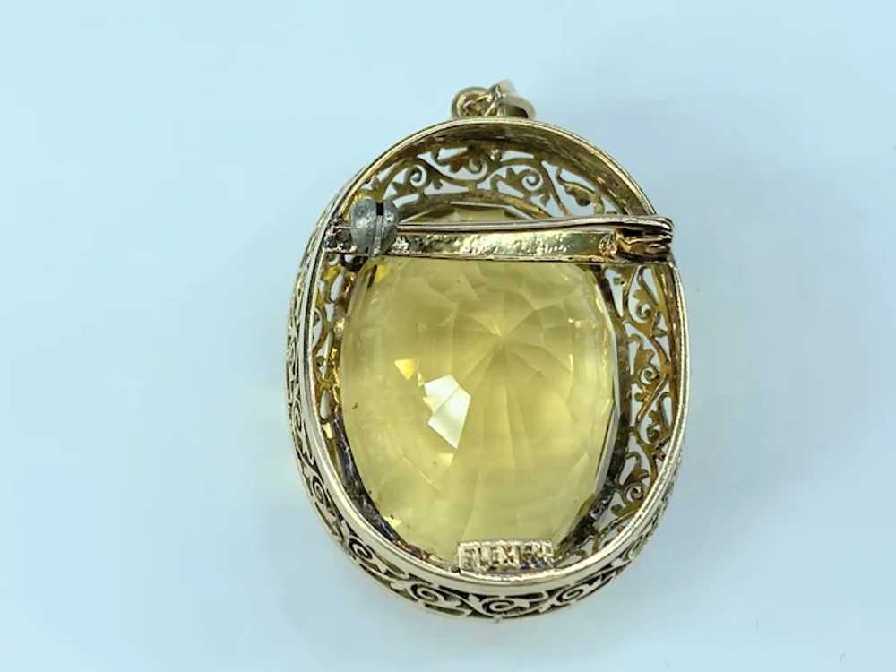 Art Deco 39.4ct Lemon Citrine oval faceted filigr… - image 6