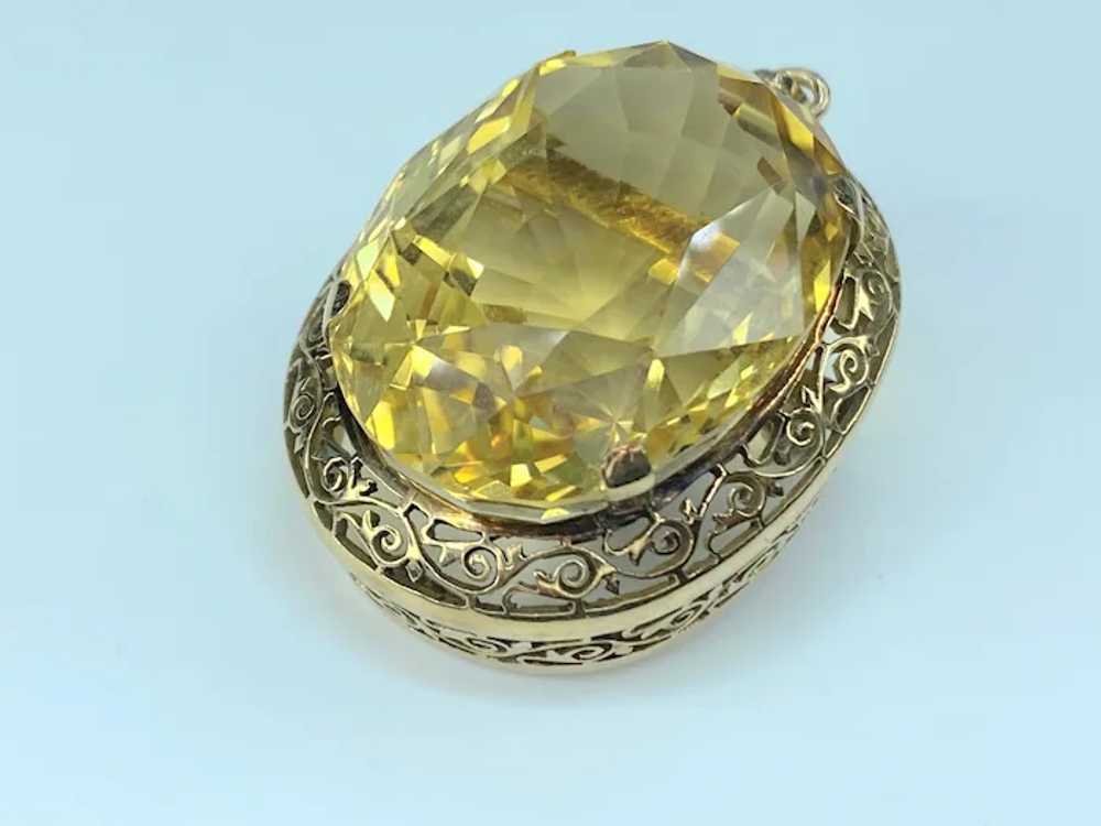 Art Deco 39.4ct Lemon Citrine oval faceted filigr… - image 7