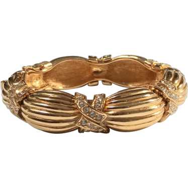 Ciner hinged bangle bracelet gold tone rhinestone