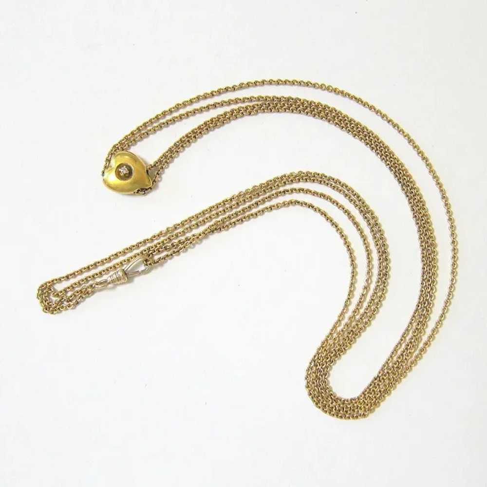 Antique 10K Gold Long Guard Muff Watch Chain with… - image 7