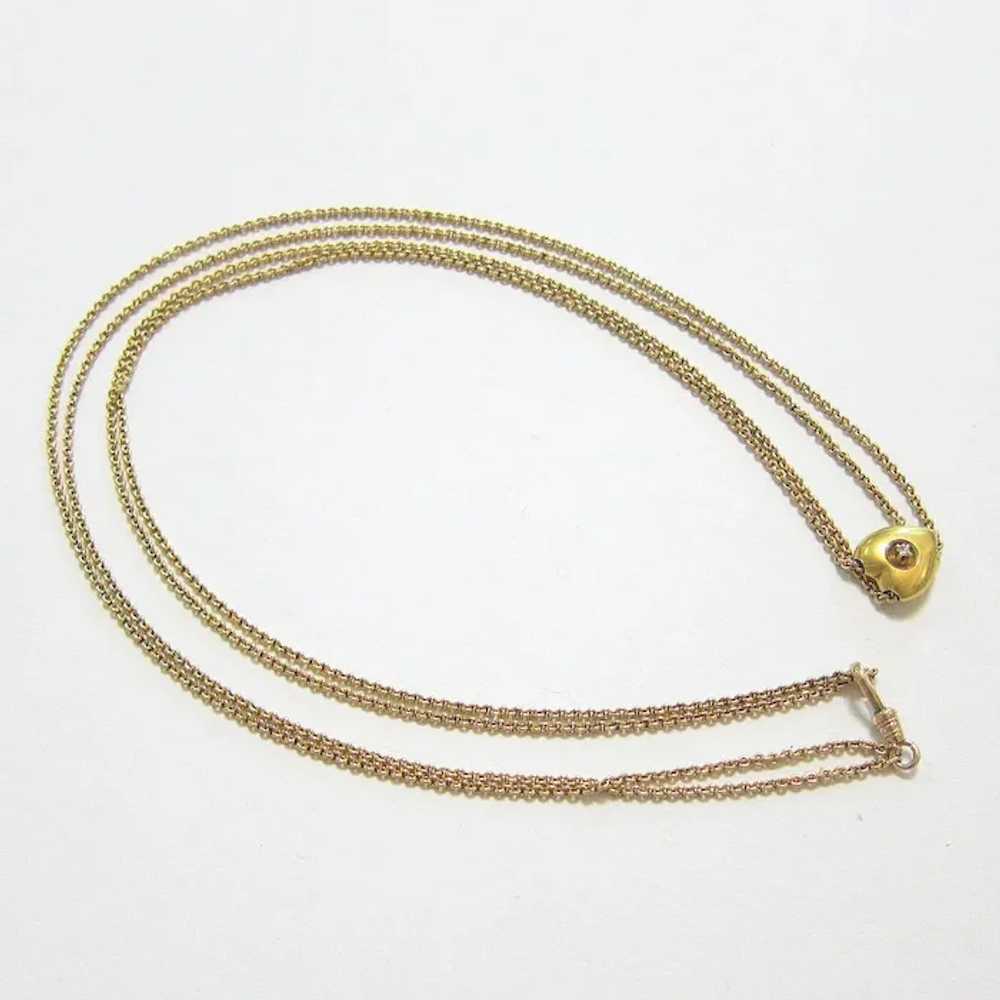 Antique 10K Gold Long Guard Muff Watch Chain with… - image 9