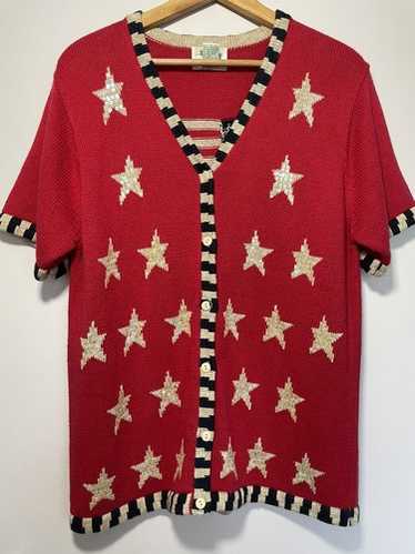 Quacker Factory Large Red Star Stripe Sequin Flag… - image 1