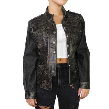 Vintage 90s VTG. Brown Distressed Leather Jacket … - image 1