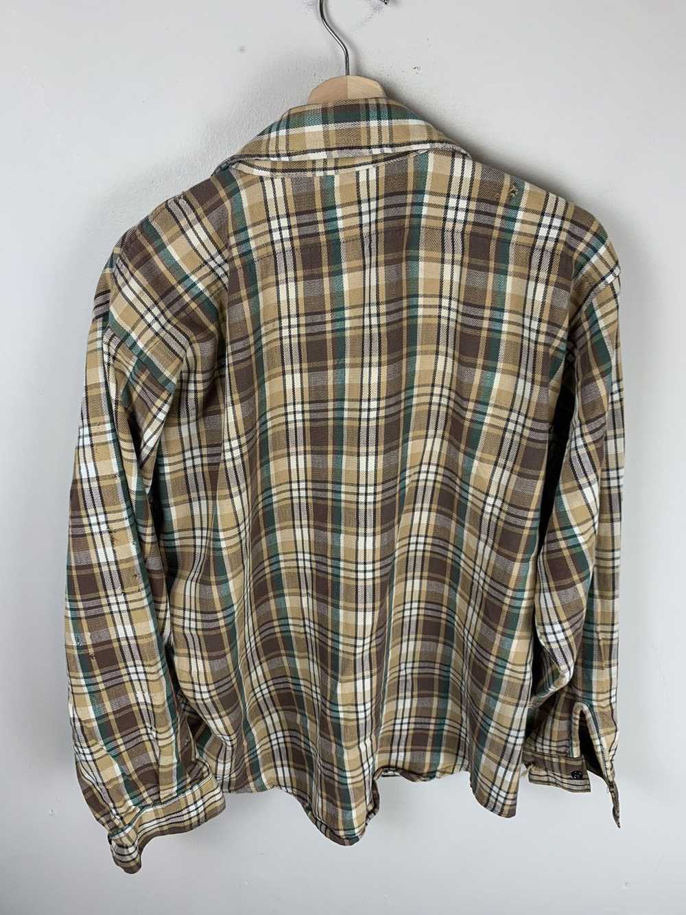 Vintage Vintage Flannel Five Brothers Tan 1980s F… - image 1