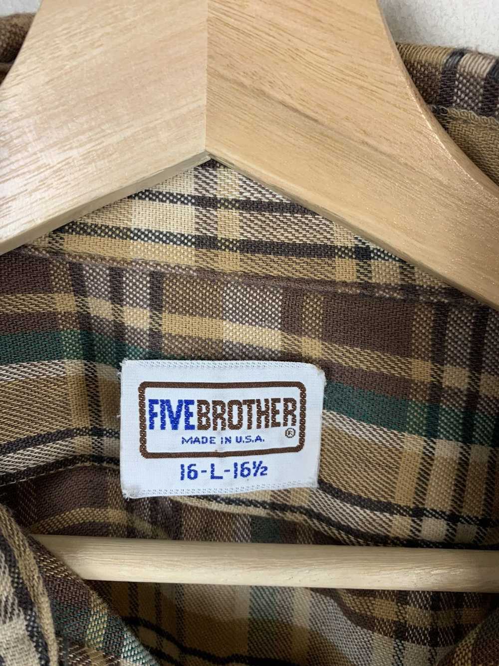 Vintage Vintage Flannel Five Brothers Tan 1980s F… - image 2